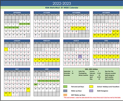 Rsm Calendar 2022 23
